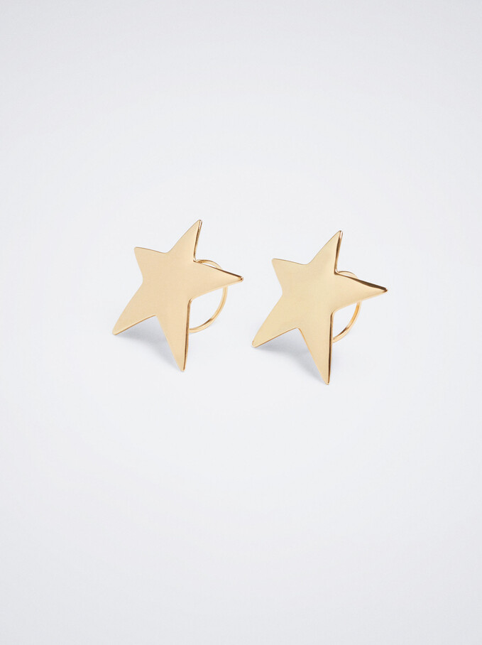 Pack Of 2 Napkin Rings With Stars, Golden, hi-res