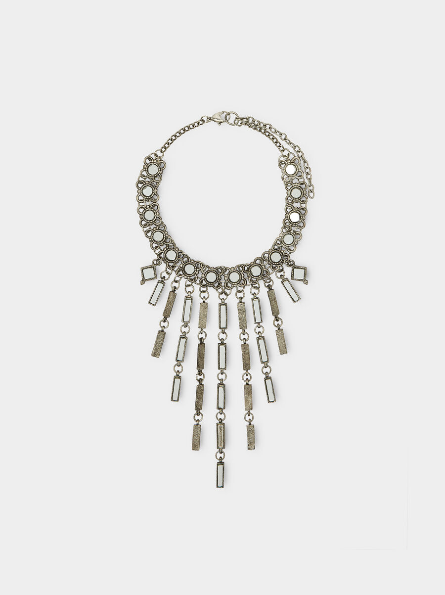 Short necklace with mirror bars pendants