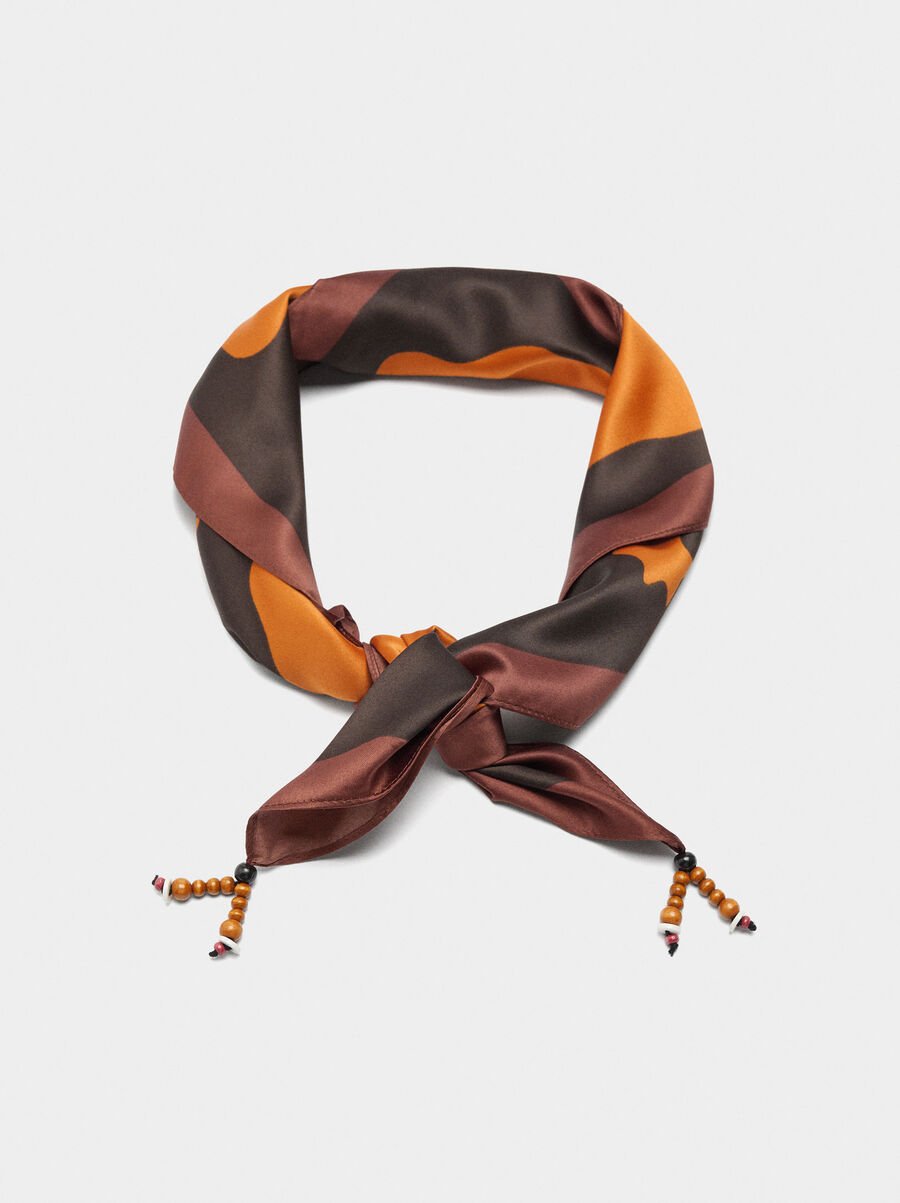 Satin square printed scarf