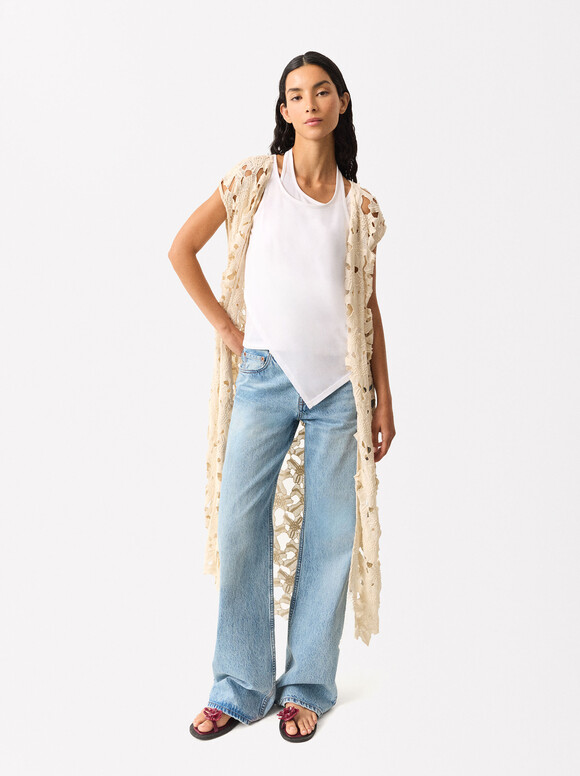 Online Exclusive - Embroidered Cotton Vest, , hi-res