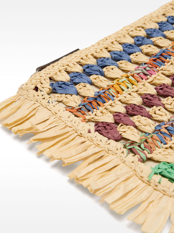 Handbag with multicolor straw effect