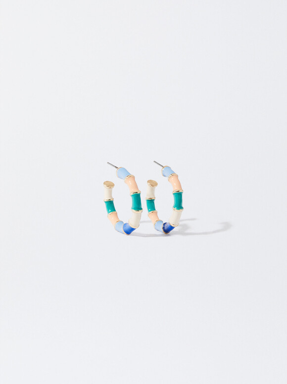 Multicoloured Hoop Earrings, Multicolor, hi-res