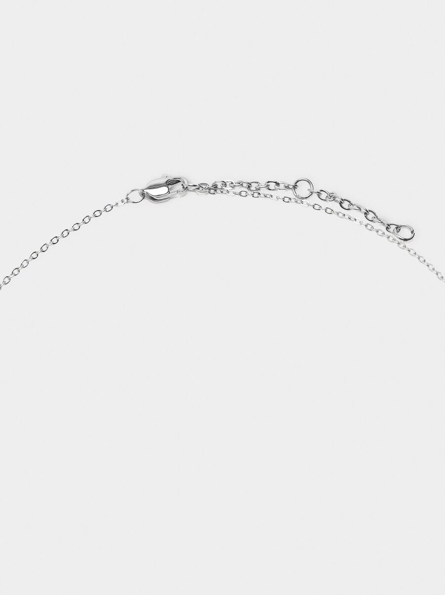 Hoop necklace with crystals - stainless steel