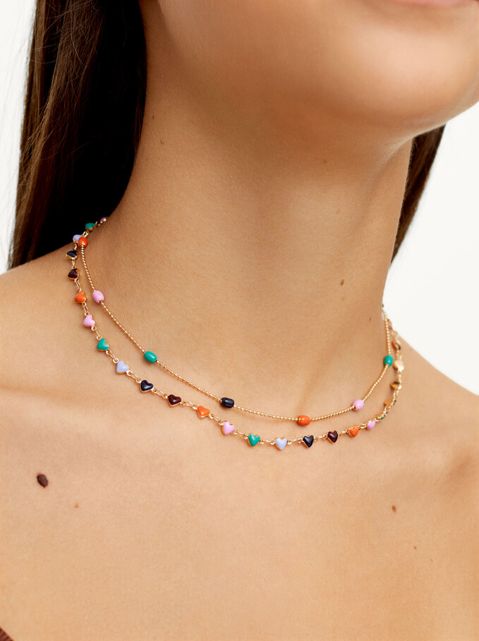 Set Of Hearts Necklaces, Multicolor, hi-res