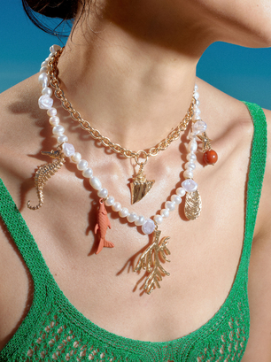 Set De Colliers Avec Perle, Corail, hi-res