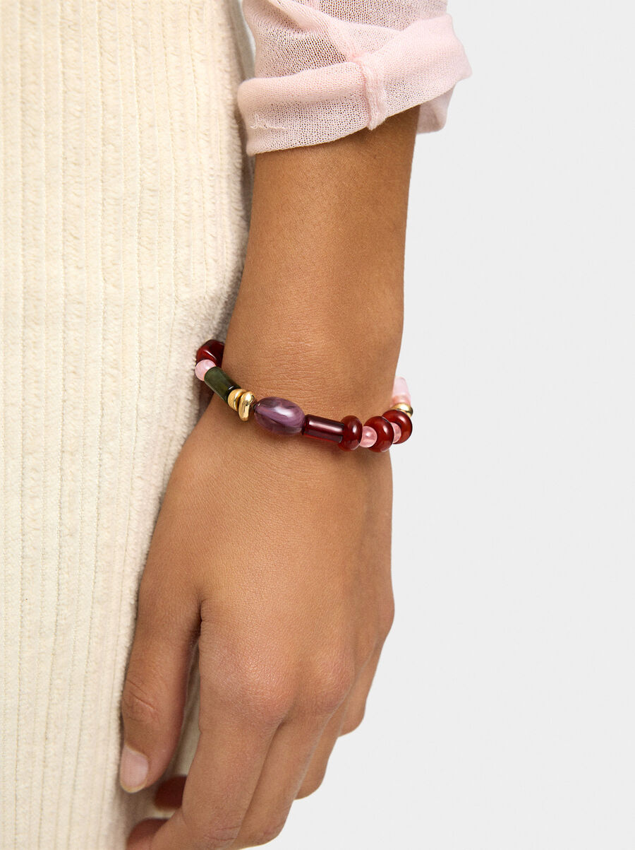 Multicolor elastic bracelet with stone effect