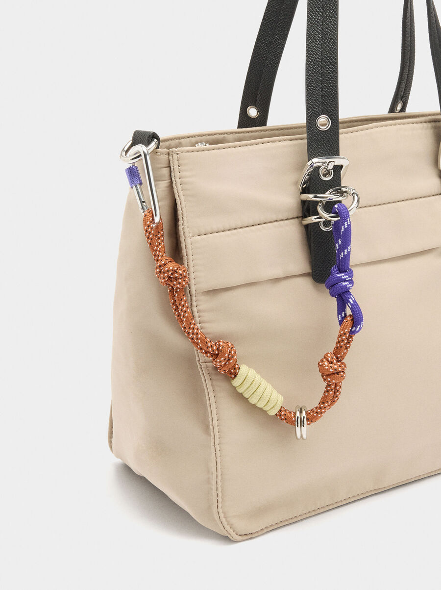 Nylon tote bag with charm