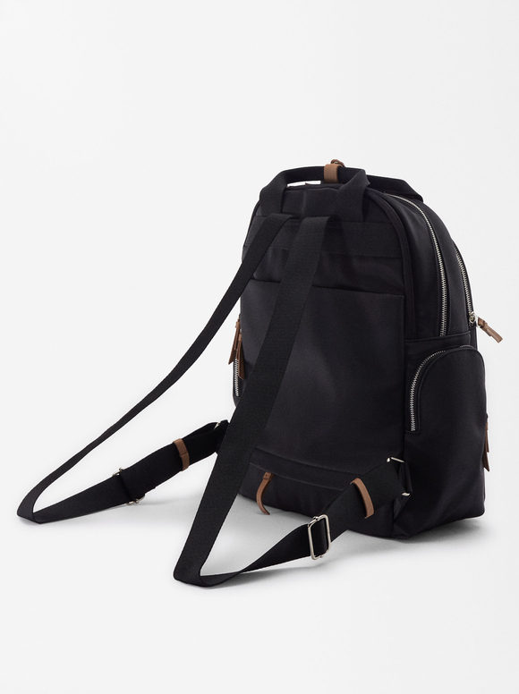 Nylon Backpack For 13” Laptop, Black, hi-res