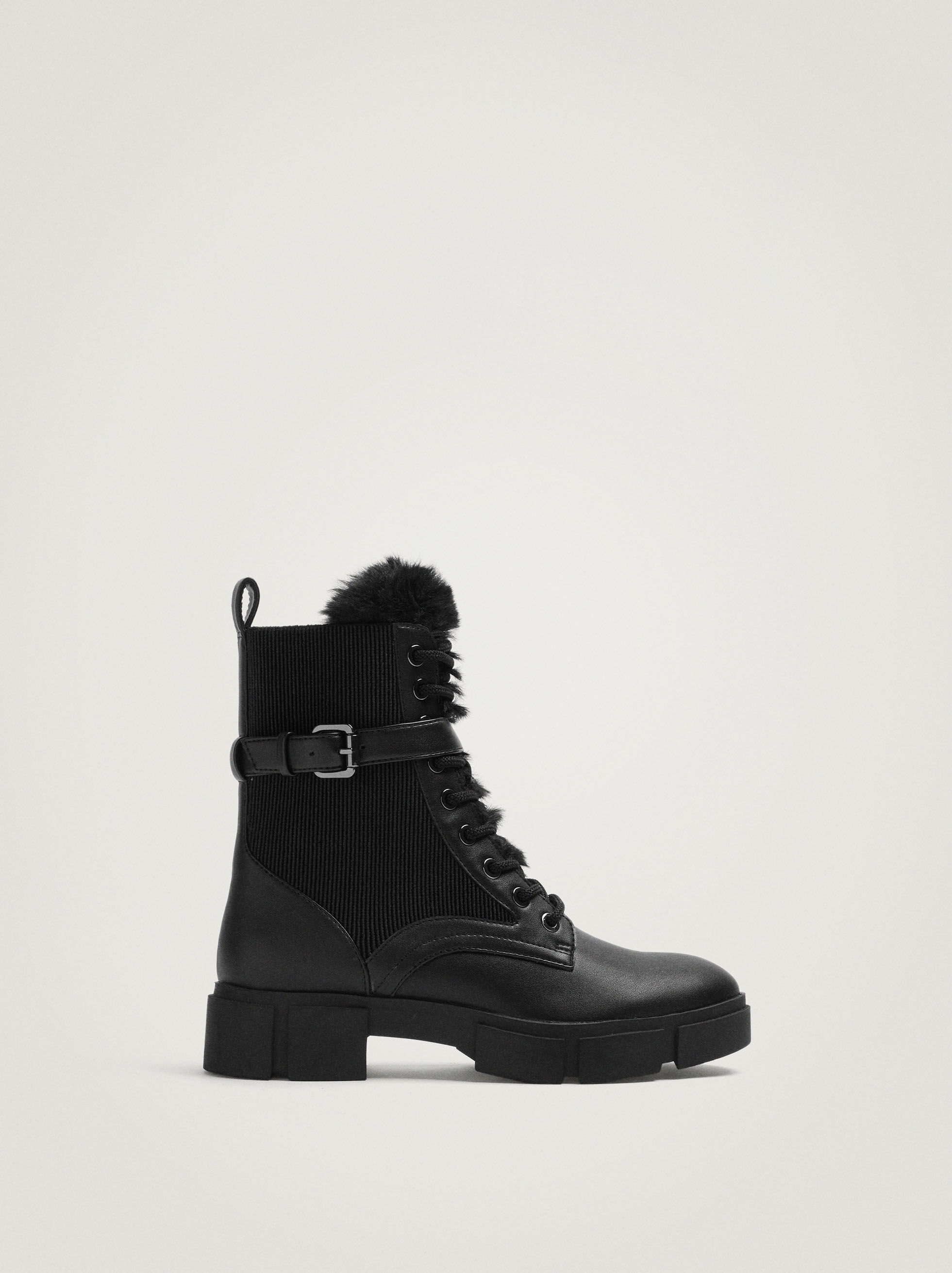 black fur ankle boots