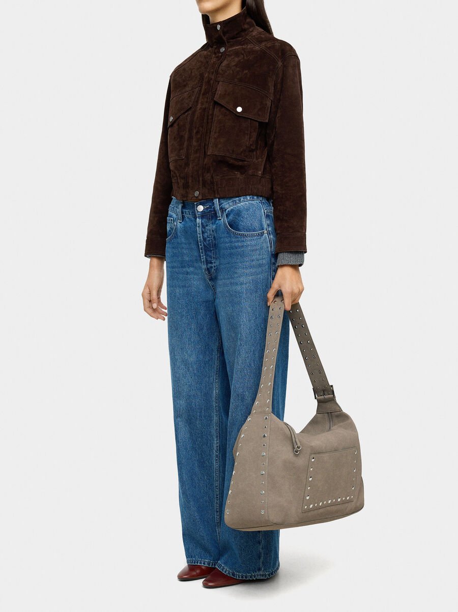 Leather-effect handbag with studs