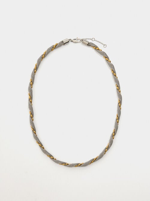 Bicolor intertwined necklace with stainless steel