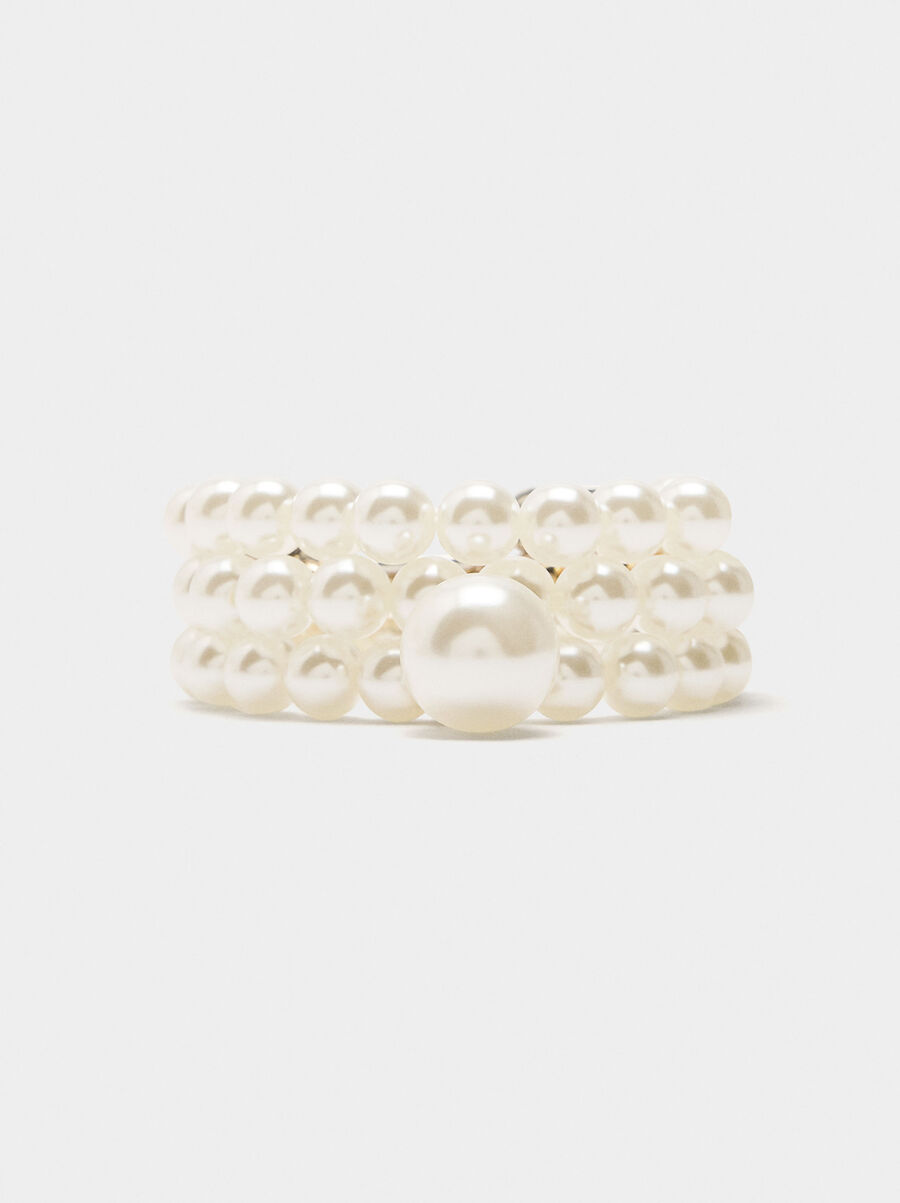 Set of elastic bracelets with pearls