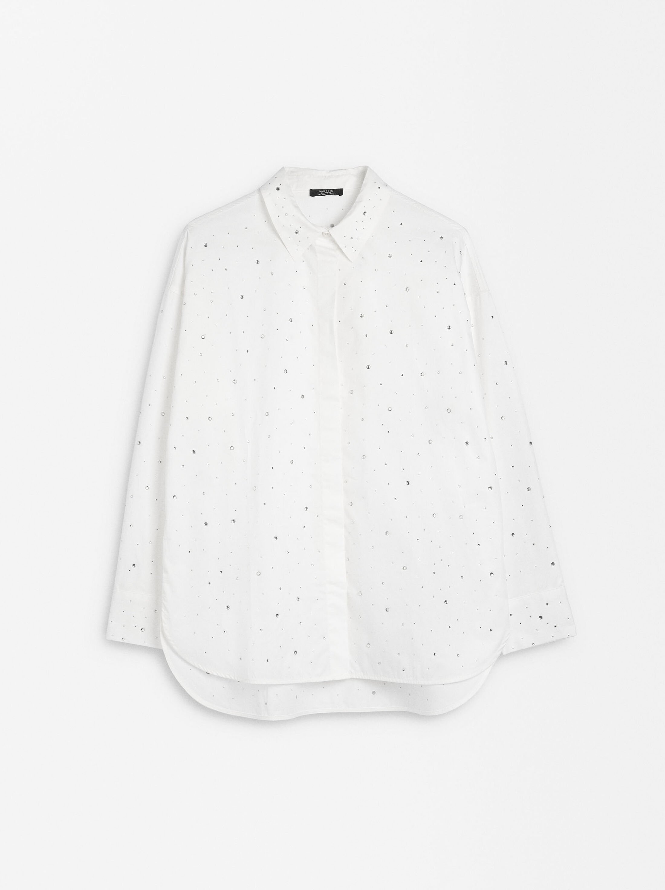 100% cotton shirt with rhinestones image number 5.0