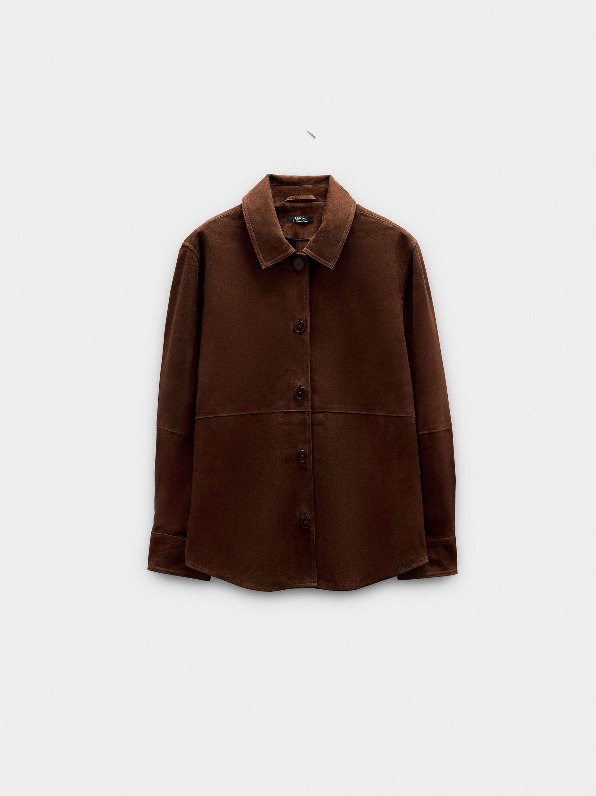 Suede leather overshirt image number 6.0