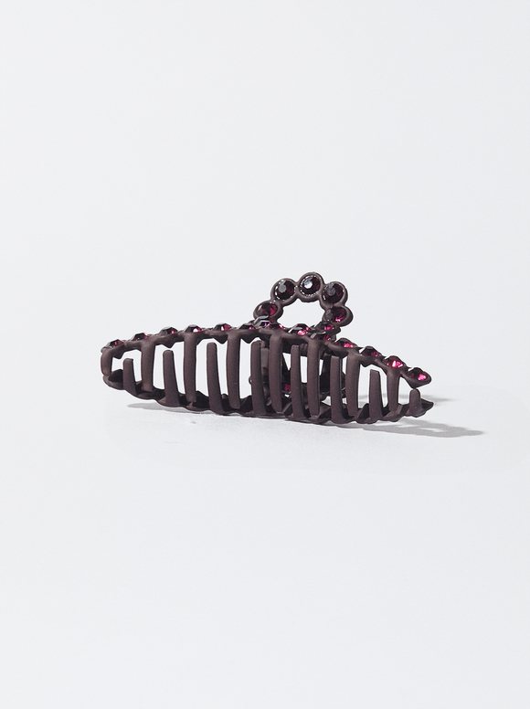 Hair Claw With Crystals, Pink, hi-res