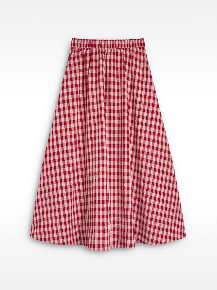 Vichy printed midi skirt