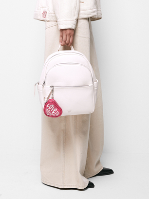Backpack With Heart Pendant, Ecru, hi-res