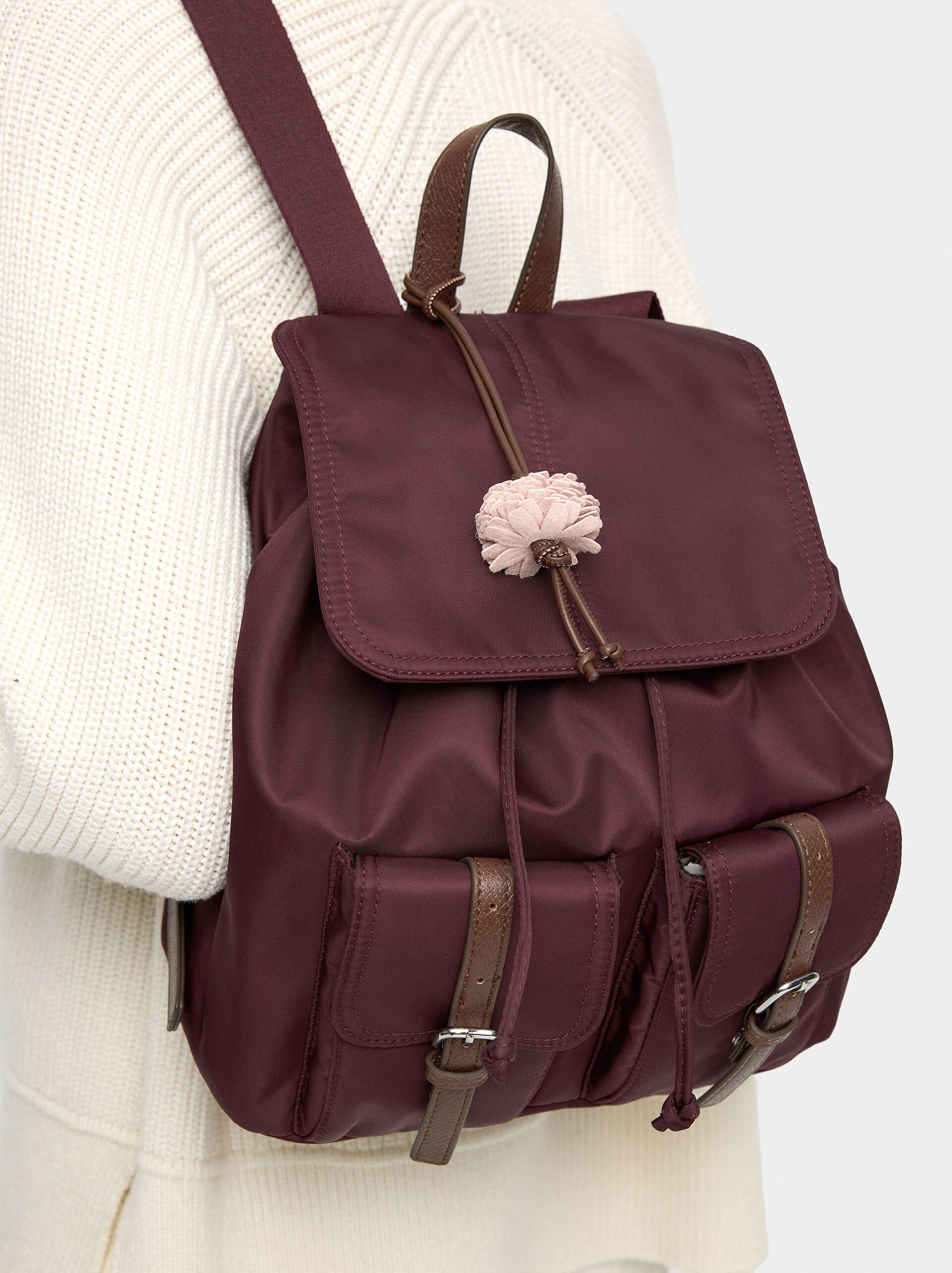 Nylon backpack with pendant image number 1.0