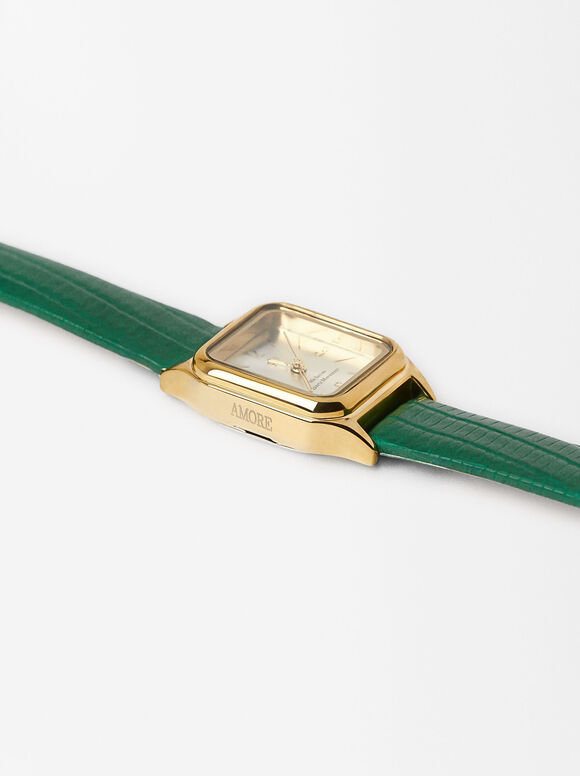 Reloj Con Caja Cuadrada Personalizable, Verde, hi-res