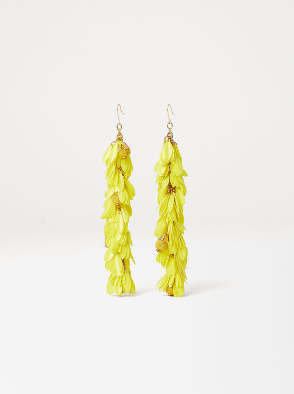 Lange Ohrringe Mit Blütenblättern - Limitierte Auflage, Gelb, hi-res