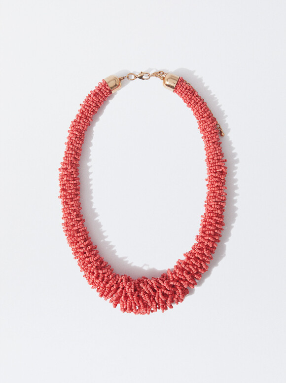 Necklace With Beads, Coral, hi-res