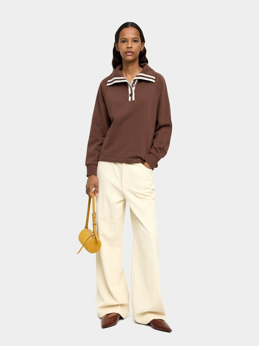 Sweatshirt with polo collar and stripes