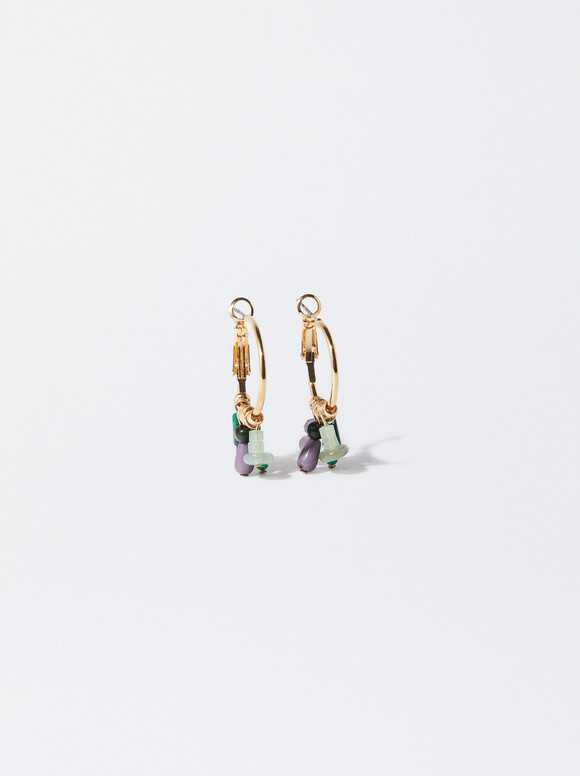 Hoop Earrings With Crystals, Multicolor, hi-res