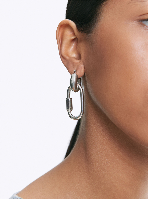 Asymmetric Hoops With Pearl, Silver, hi-res