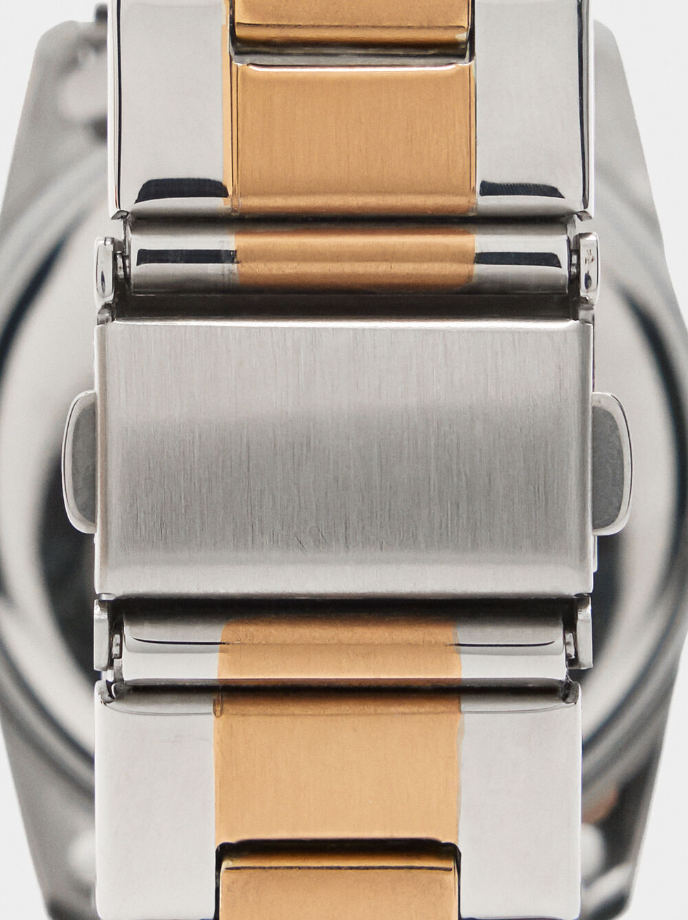 Watch with bicolor stainless steel wristband