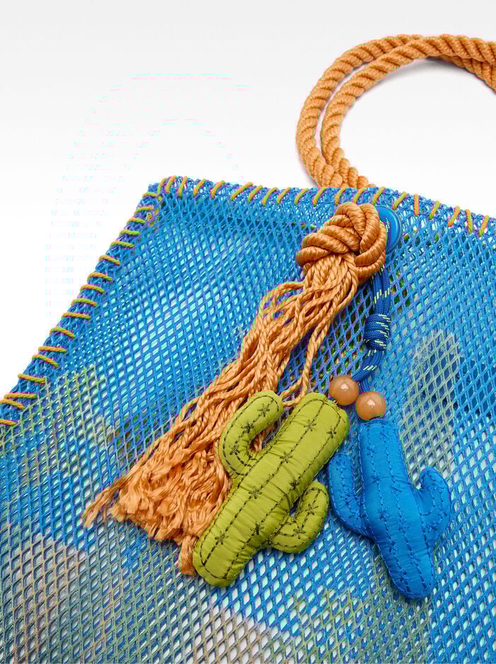 Bolso shopper de rejilla con estampado