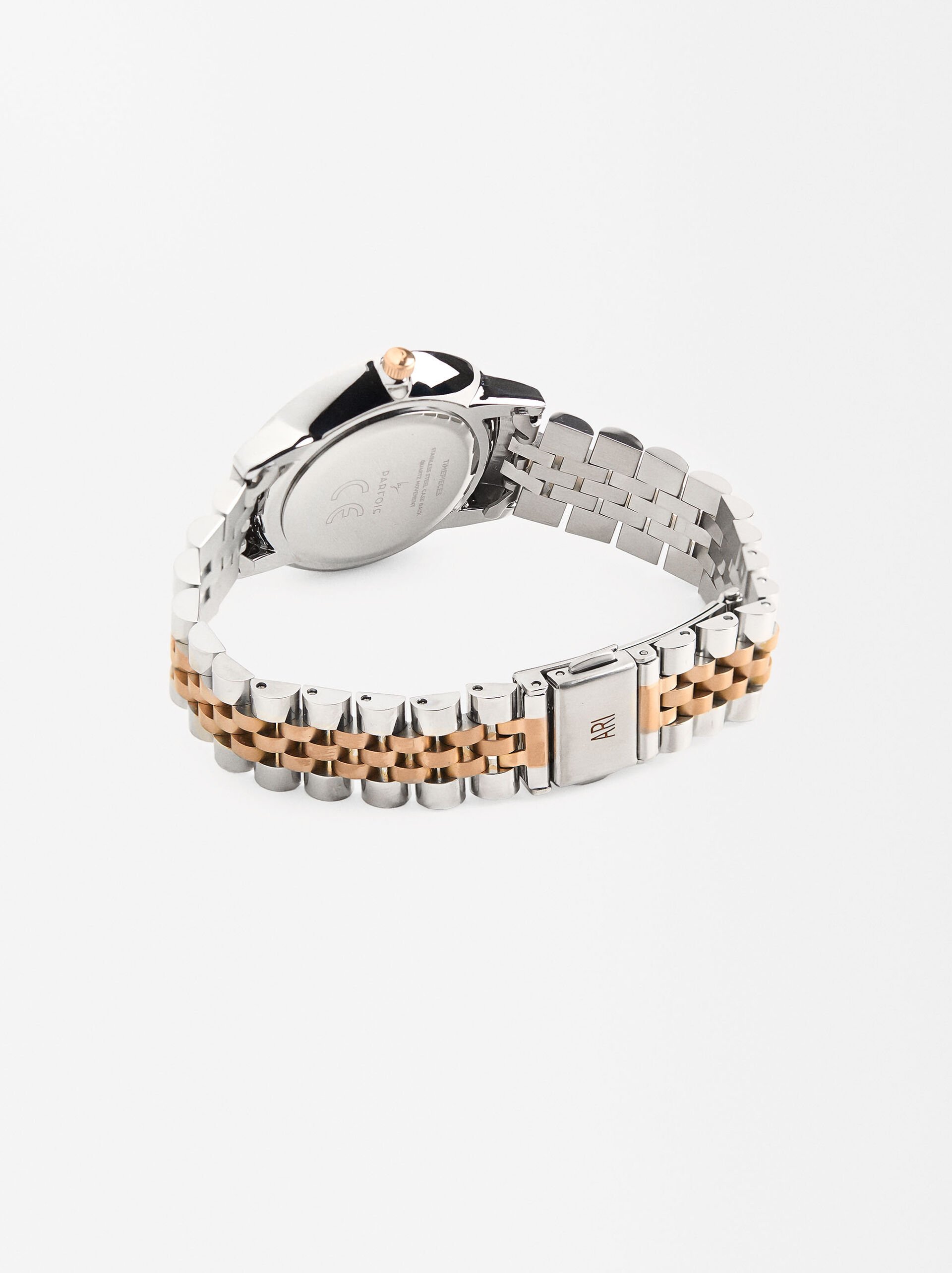 Watch with bicolor stainless steel wristband image number 1.0