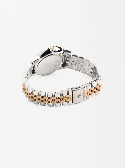 Reloj de pulsera de acero inoxidable bicolor