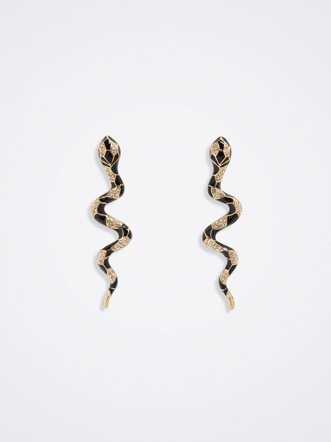 Earrings With Snake, Black, hi-res