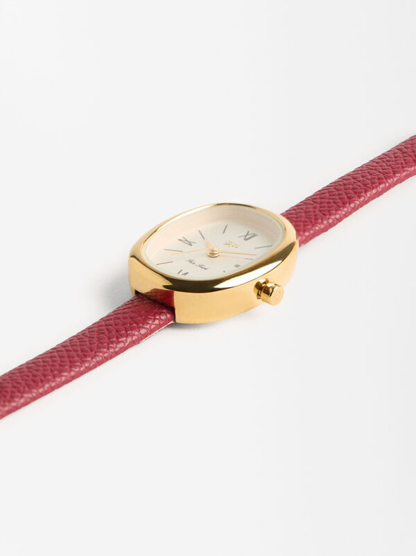 Orologio ovale con cinturino testurizzato