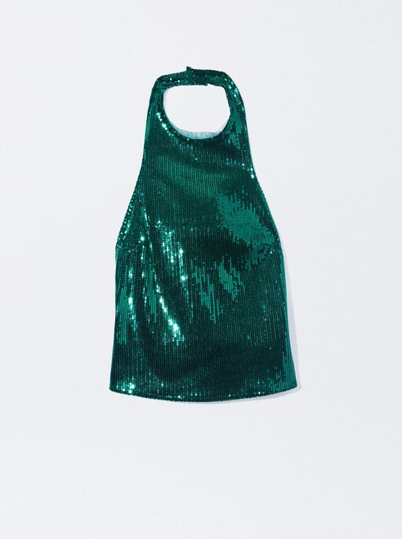 Online Exclusive - Sequin Top, Green, hi-res