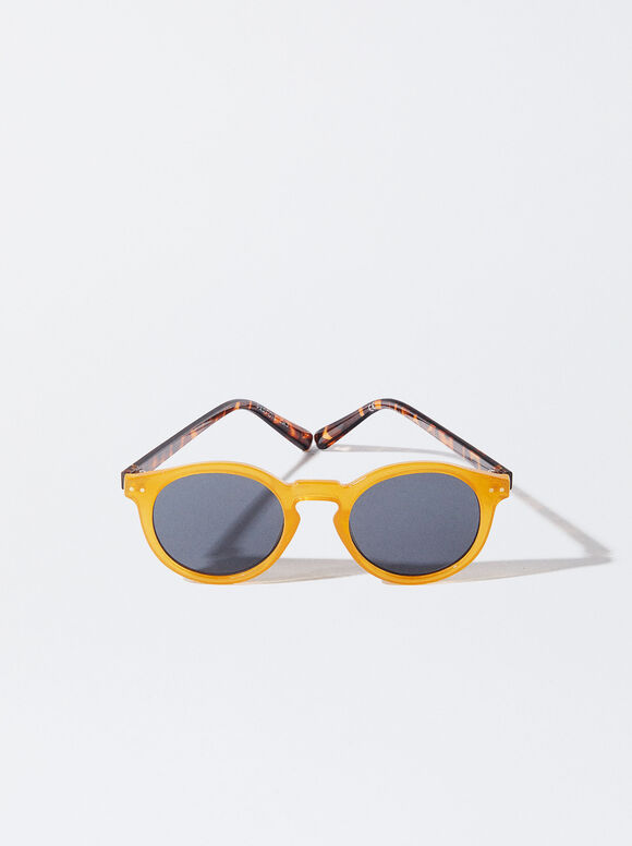 Runde Sonnenbrille In Schildpattoptik, Senfgelb, hi-res