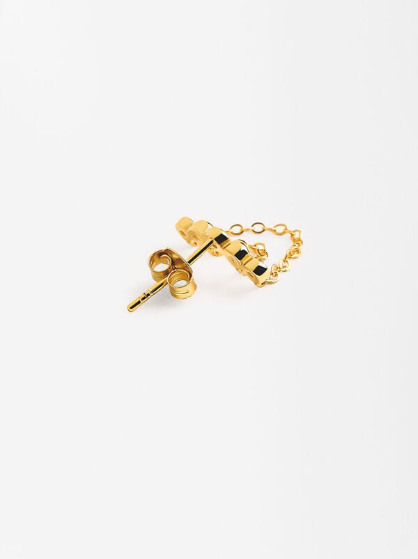 Single earring with zirconias - 925 sterling silver