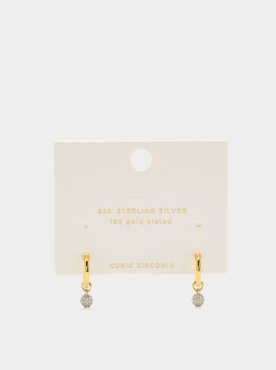 Hoops earrings with zircons - 925 sterling silver