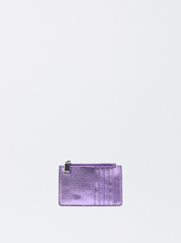 Metallic Card Holder, Purple, hi-res