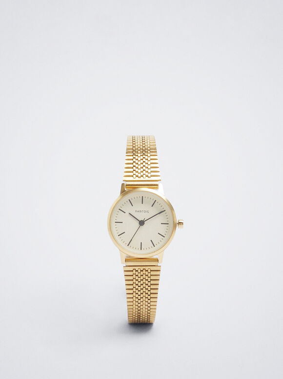 Stainless Steel Golden Watch, Golden, hi-res