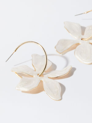 Enamel Flower Hoops Earrings image number 1.0
