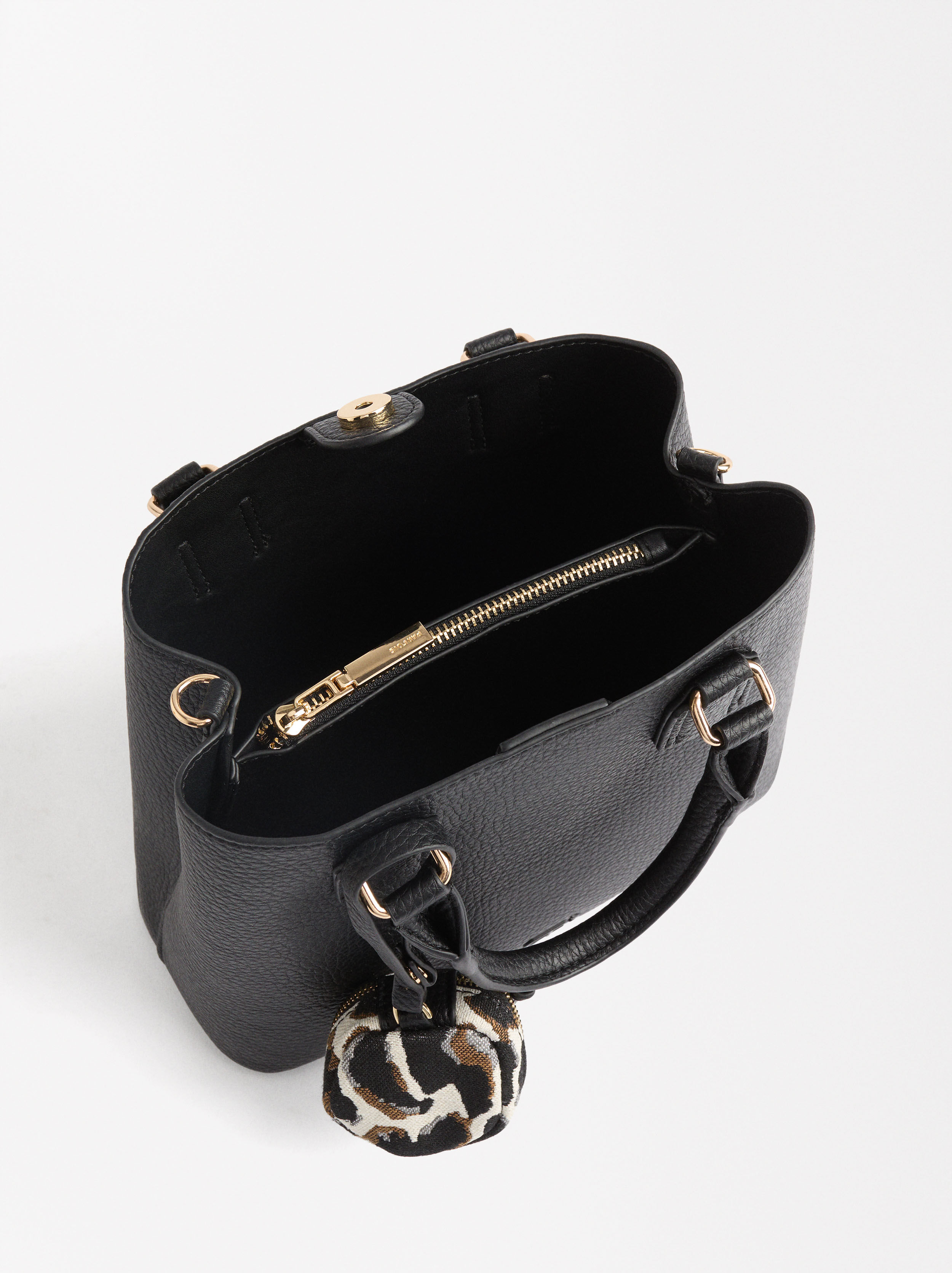 Tote Bag With Leopard Print Pendant