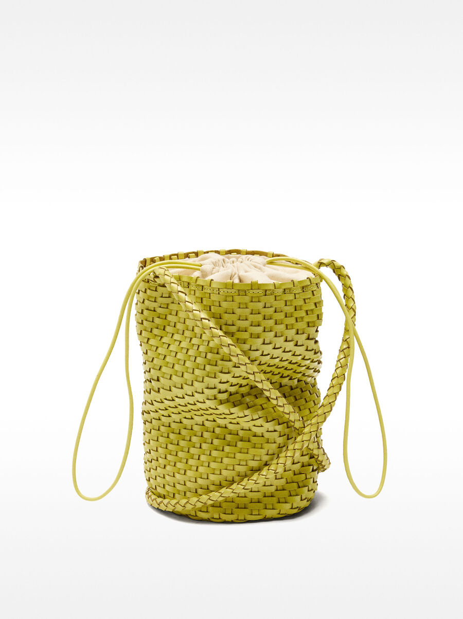 Braided leather bucket bag
