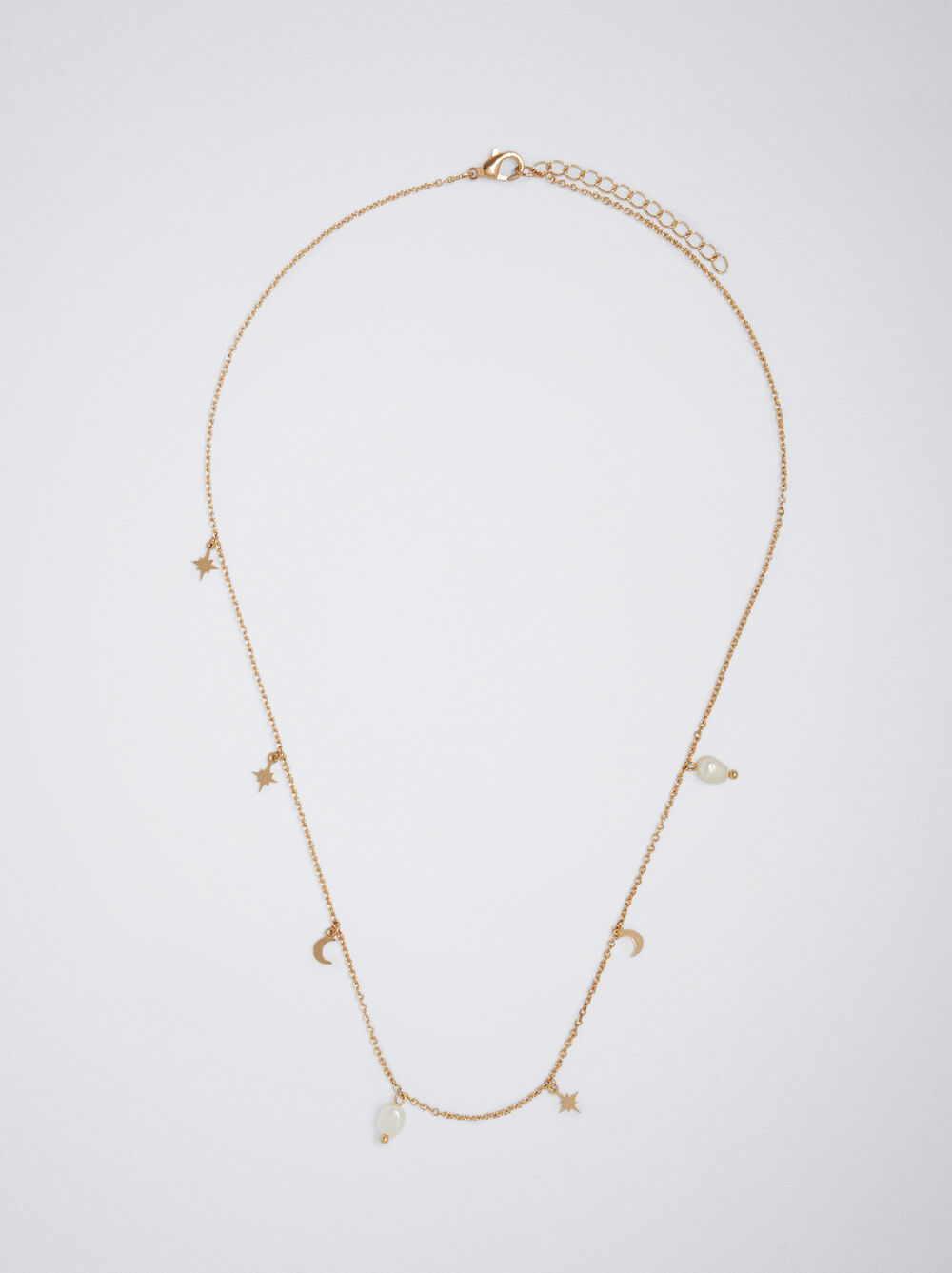 Golden Necklace With Pearl And Moon