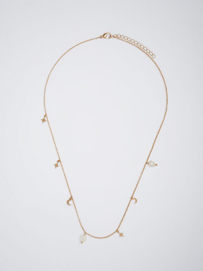 Golden Necklace With Pearl And Moon image number 1.0