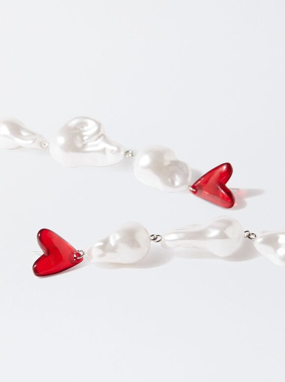 Online Exclusive - Resin Heart Earrings, White, hi-res
