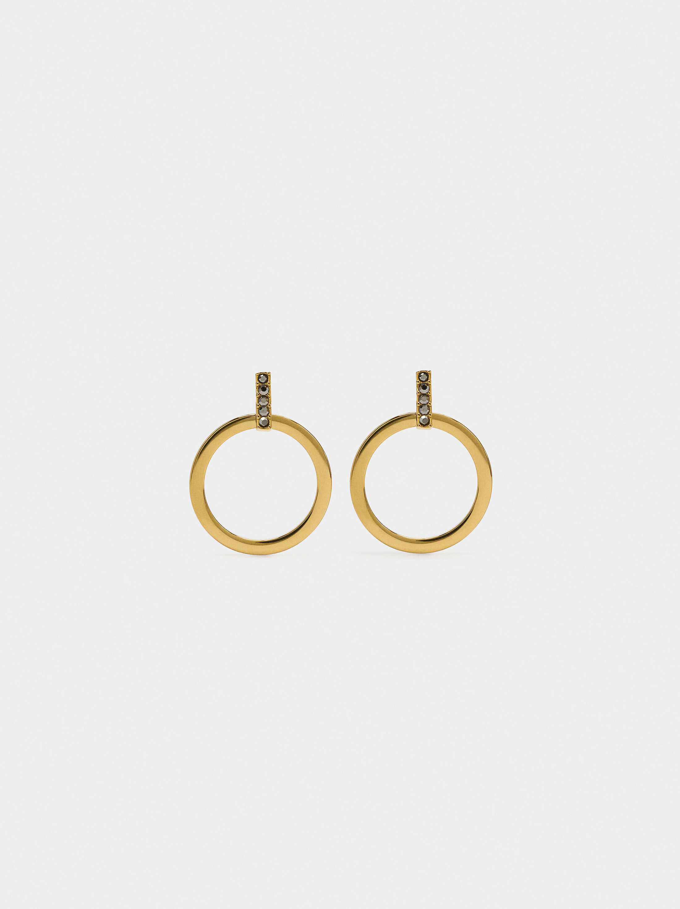 Hoop earrings with crystals - stainless steel image number 0.0