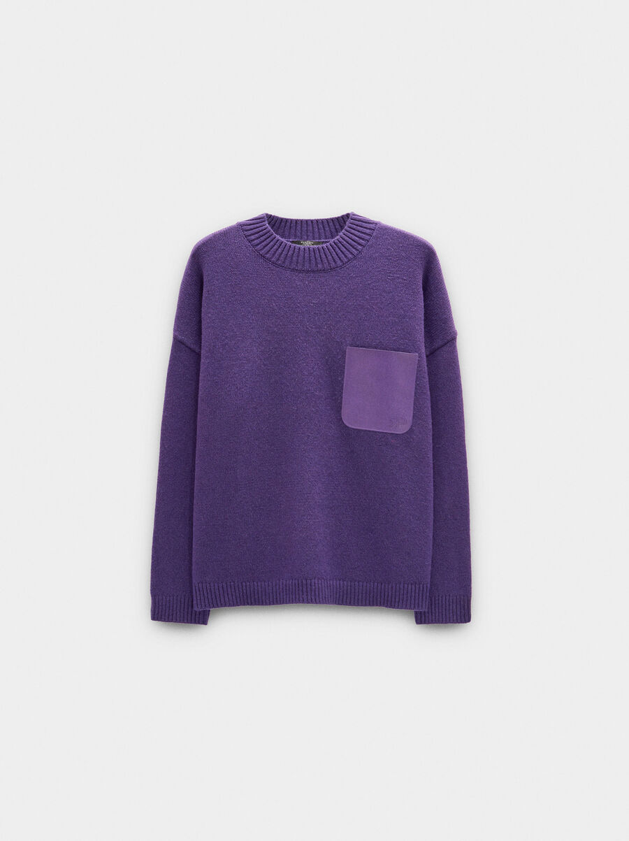 Jersey de punto con bolsillo efecto piel