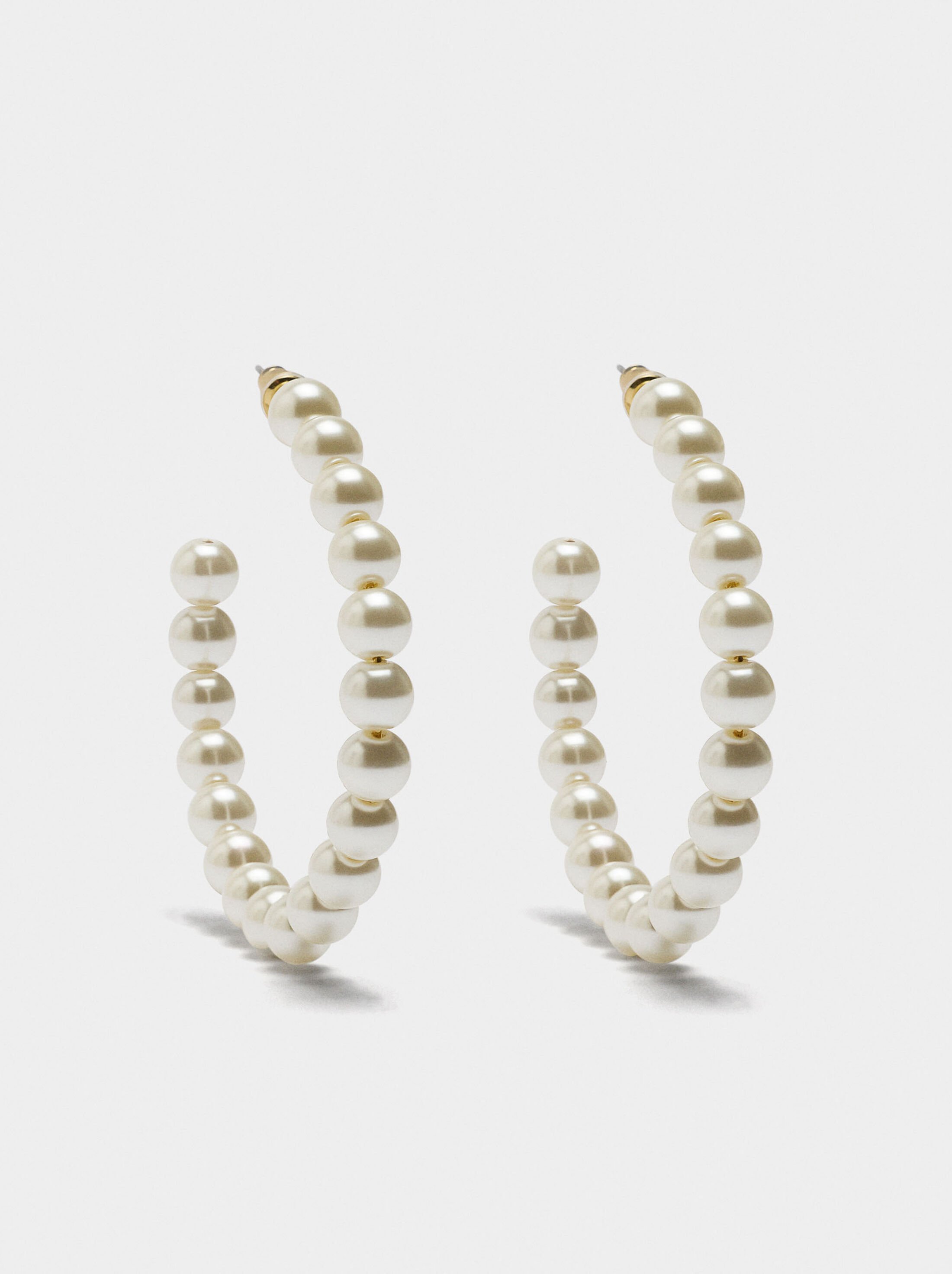 Open hoop earrings with pearls image number 0.0