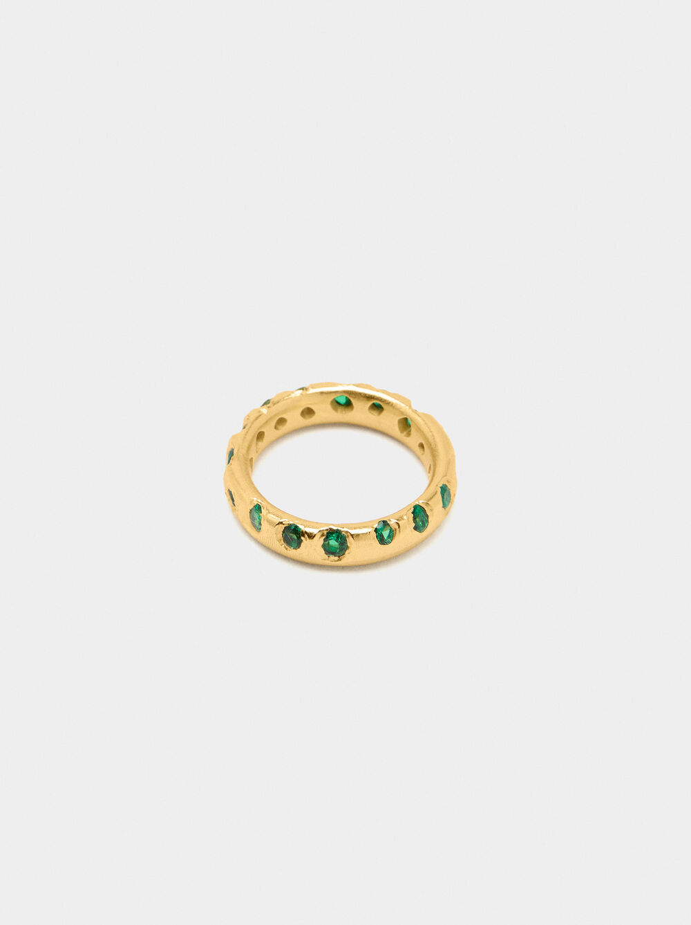 Irregular ring with stones - 18k gold plated